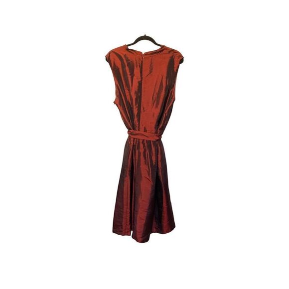 ￼ London times plus size women’s burgundy midi taffeta dress size 24W - Picture 3 of 5